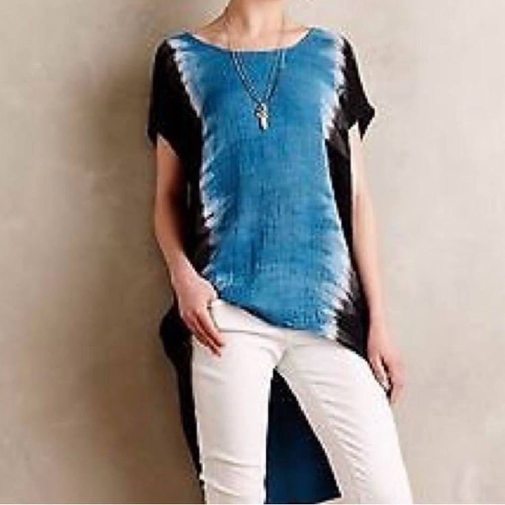 Anthropologie Tie Dye tunic. Linen front soft knit in back. Size Small.